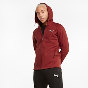 EVOSTRIPE Full-Zip Slim Fit Men's Hoodie, Intense Red