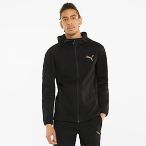 EVOSTRIPE Full-Zip Slim Fit Men's Hoodie, Puma Black-Gold