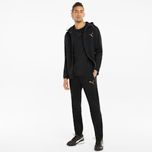 EVOSTRIPE Full-Zip Men's Slim Fit Polo Hoodie, Puma Black-Gold, extralarge-IND