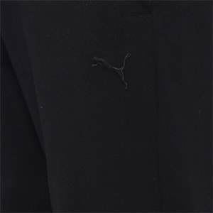 Zippered Jersey Embroidered PUMA Cat Logo Men's Pants, Puma Black-Puma Black