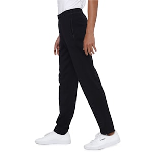Zippered Jersey Embroidered PUMA Cat Logo Men's Pants, Puma Black-Puma Black