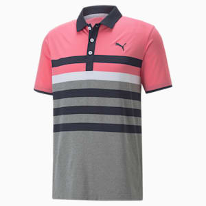 MATTR One Way Men's Golf Polo Shirt, Sunset Pink-Navy Blazer
