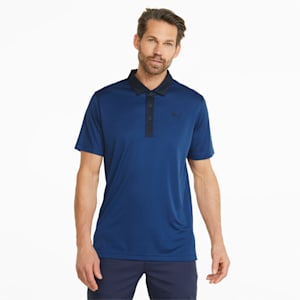 Gamer Men's Golf Polo Shirt, Blazing Blue-Navy Blazer
