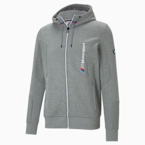 BMW M Motorsport Men's Hooded Sweat Jacket, Medium Gray Heather, extralarge