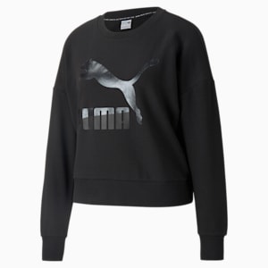 Classics Logo Relaxed Fit Women's Sweatshirt, Puma Black-Matte