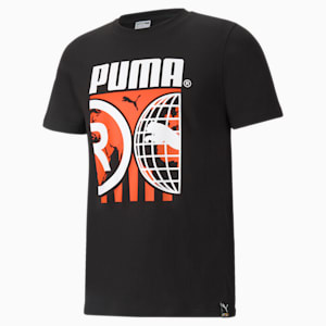 PUMA International Men's  T-shirt, Puma Black-Tigerlily