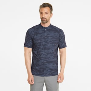 EGW CLOUDSPUN Mat Henley Men's Golf Polo Shirt, Navy Blazer-Camo