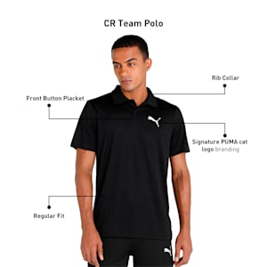 CR Team Men's Regular Fit Cricket Polo, Puma Black, extralarge-IND