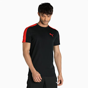 Teams Cr Men's Cricket Slim Fit T-Shirt, Puma Black-High Risk Red, extralarge-IND