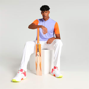 Cricket Team Polo T-shirt, Elektro Purple-Rickie Orange, extralarge-IND