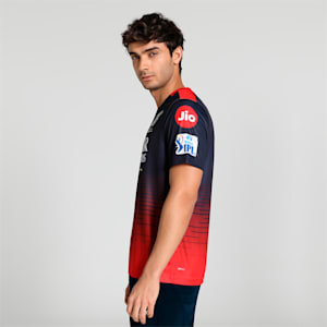 Royal Challengers Bangalore 2023 Men's Regular Fit Replica Jersey, Navy Blazer-Flame Scarlet, extralarge-IND