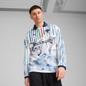 PUMA x KIDSUPER MTY Men's Jacquard Retro Shirt, PUMA White-Deep Navy, extralarge-IND