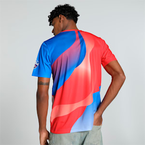 PUMA x DC Men's Poly Graphic Cricket Tee, For All Time Red-Strong Blue-PUMA White, extralarge-IND
