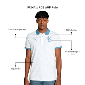 PUMA x RCB Men's Printed Polo, Warm White-Deep Dive, extralarge-IND