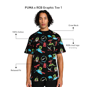 PUMA x RCB Men's Graphic Relaxed Fit Tee, PUMA Black, extralarge-IND