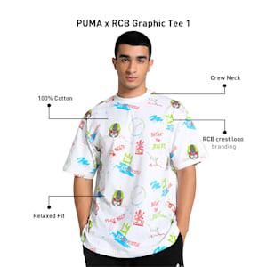 PUMA x RCB Men's Graphic Relaxed Fit Tee, PUMA White, extralarge-IND