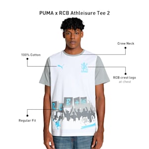 PUMA x RCB Men's Athleisure Tee, PUMA White-Lime Sheen, extralarge-IND