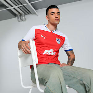 BFC Away Replica Men's Slim Fit Football Jersey, For All Time Red-PUMA White, extralarge-IND