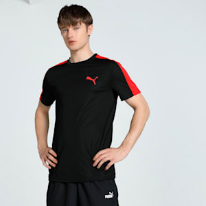Teams Cricket Men's Slim Fit Tee, Puma Black-High Risk Red, extralarge-IND