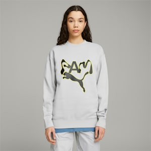 PUMA x PERKS AND MINI Crewneck Sweatshirt, Flat Light Gray, extralarge-GBR