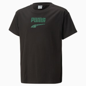 Camiseta estampada Downtown con logo para niños grandes, PUMA Black