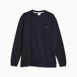 ユニセックス MMQ サービス ライン ポケット Tシャツ 長袖, New Navy, extralarge-JPN