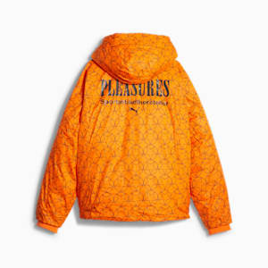 PUMA x PLEASURES Men's Puffer Jacket, Orange Glo, extralarge