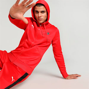 Scuderia Ferrari Style Men's Hooded Sweat Jacket, Rosso Corsa, extralarge-IND