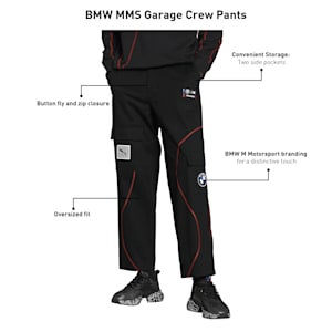 BMW M Motorsport Garage Crew Men's Pants, PUMA Black, extralarge-IND