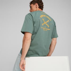 Porsche Legacy Garage Crew Men's Motorsport Tee, Eucalyptus, extralarge-IND