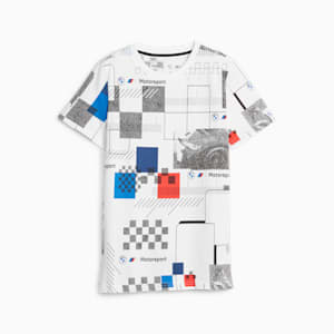 BMW M Motorsport Youth All-Over-Print Tee, PUMA White, extralarge-IND