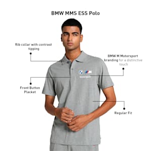 BMW M Motorsport Men's Polo, Medium Gray Heather, extralarge-IND