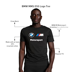 BMW M Motorsport Men's Logo Tee, PUMA Black, extralarge-IND