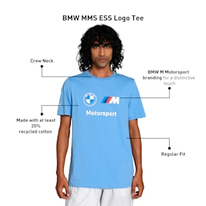 BMW M Motorsport Men's Logo Tee, Blue Skies, extralarge-IND