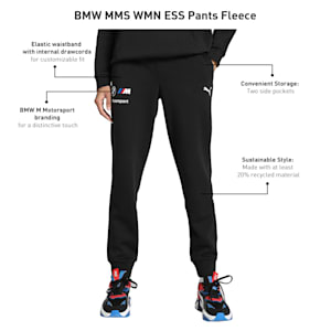 BMW M Motorsport Women's Fleece Pants, PUMA Black, extralarge-IND