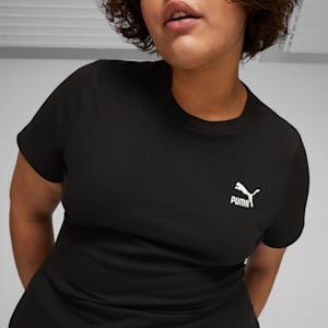 Playera estrecha y acanalada para mujer Classics, PUMA Black, extralarge