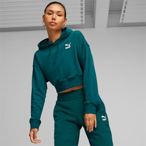 Classics Women's Cropped Hoodie, Malachite, extralarge-IND