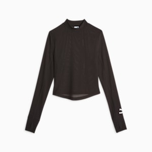 ウィメンズ DARE TO モックネック Tシャツ 長袖, PUMA Black, extralarge-JPN