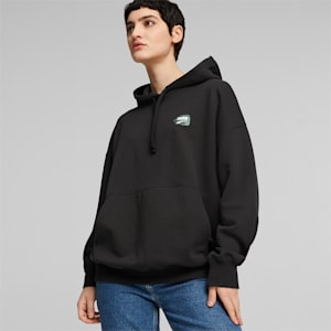 DOWNTOWN Women's Oversized Graphic Hoodie, PUMA Black, extralarge