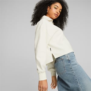 DOWNTOWN Women's Half-Zip Sweatshirt, Warm White, extralarge