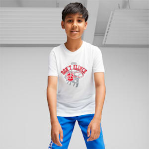 Playera estampada de básquetbol para adolescentes, PUMA White, extralarge