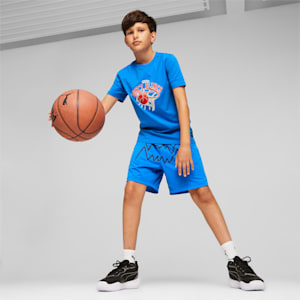 Playera estampada de básquetbol para adolescentes, Racing Blue, extralarge