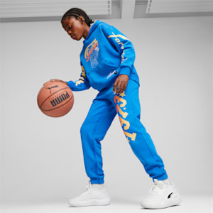 Pantalon en molleton de basketball Swish Jeune, Racing Blue, extralarge