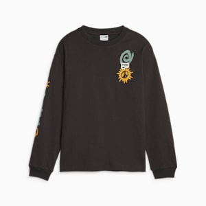Downtown Graphic Big Kids' Long Sleeve Tee, PUMA Black, extralarge