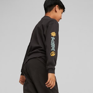 Downtown Graphic Big Kids' Long Sleeve Tee, PUMA Black, extralarge
