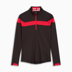 Women's Golf Lightweight Quarter-Zip, PUMA Black-Strong Red, extralarge-GBR