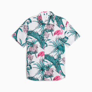 PUMA x PALM TREE CREW Men's Button Down Golf Shirt, White Glow-Charming Pink, extralarge-GBR