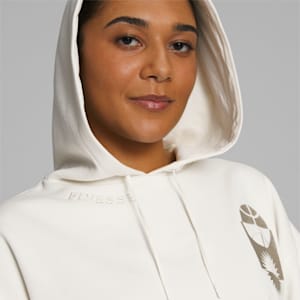 Sudadera con capucha de básquetbol PUMA HOOPS x SKYLAR Culture para mujer, Frosted Ivory, extragrande