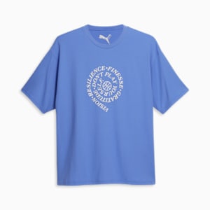 Camiseta de básquetbol PUMA HOOPS x SKYLAR Culture para mujer, Blue Glimmer, extragrande
