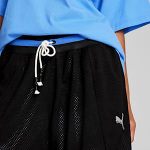 Shorts de básquetbol para mujer Skylar Hoops Culture, Frosted Ivory-PUMA Black, extralarge